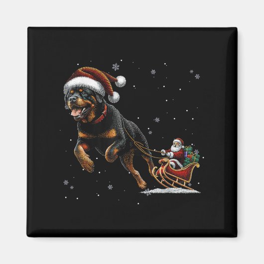 Rottweiler Santa Christmas Tree Lights Ugly Pajama Magneet (Voorkant)