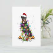 rottweiler santa christmas tree lights xmas gifts aankondiging (Staand voorkant)