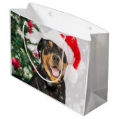 Rottweiler Santa Groot Cadeauzakje (Achterkant Gekanteld)