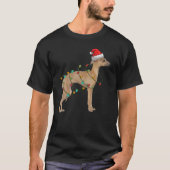 Rottweiler Santa Hat Lights kerstpajama Dog T-shirt (Voorkant)