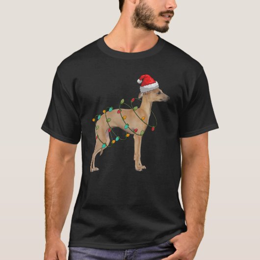 Rottweiler Santa Hat Lights kerstpajama Dog T-shirt (Voorkant)