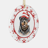 Rottweiler Santa Hat Red Snowflake Kerstmis Keramisch Ornament (Rechts)