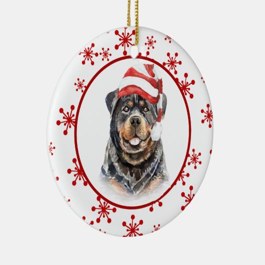 Rottweiler Santa Hat Red Snowflake Kerstmis Keramisch Ornament (Rechts)