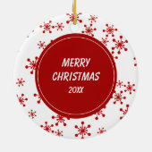 Rottweiler Santa Hat Red Snowflake Kerstmis Keramisch Ornament (Achterkant)