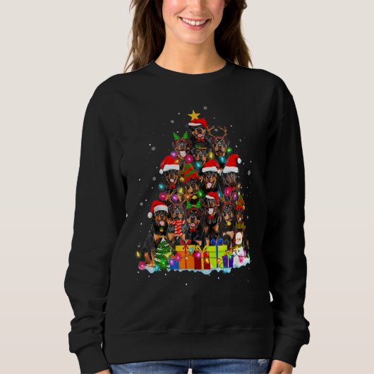 Rottweiler Santa Hat Tree Kerstmis Funny Pajama D Trui (Voorkant)