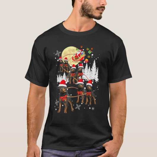 Rottweiler Santa Merry Xmas Christmas Pajama Dog L T-shirt (Voorkant)