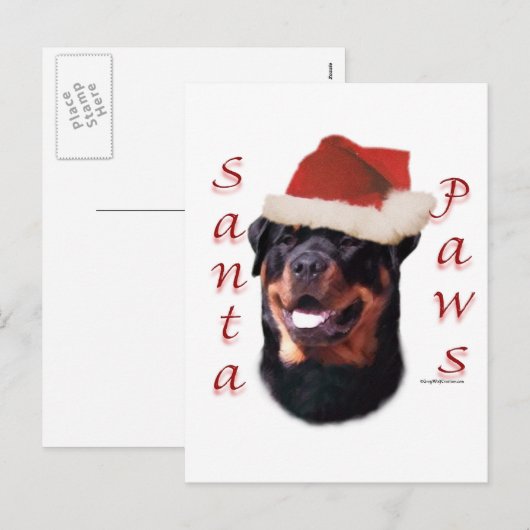 Rottweiler Santa Paws Feestdagenkaart (Voorkant / Achterkant)