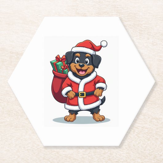 Rottweiler Santa�s Helper Kartonnen Onderzetters (Voorkant)