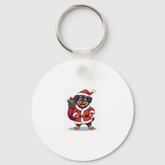 Rottweiler Santa�s Helper Sleutelhanger (Voorkant)