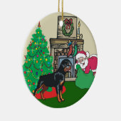 Rottweiler Santas Gift Keramisch Ornament (Rechts)
