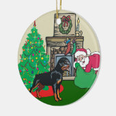Rottweiler Santas Gift Keramisch Ornament (Links)