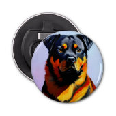 Rottweiler schilderen button flesopener (Voorkant)