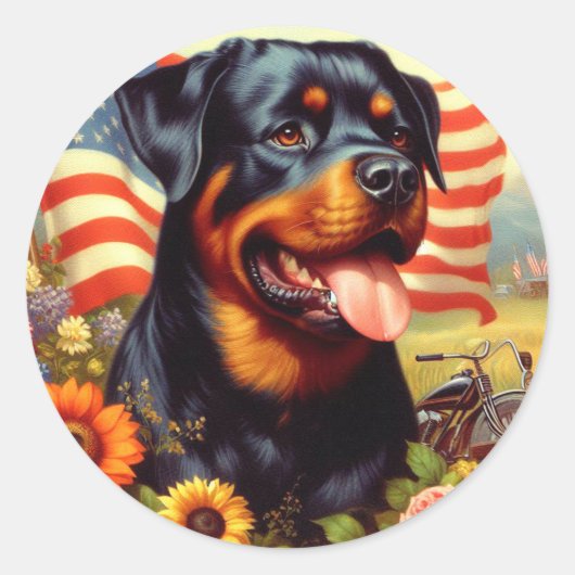  Rottweiler Schilderen Ronde Sticker (Voorkant)