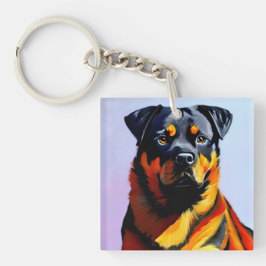 Rottweiler schilderen sleutelhanger (voorkant)