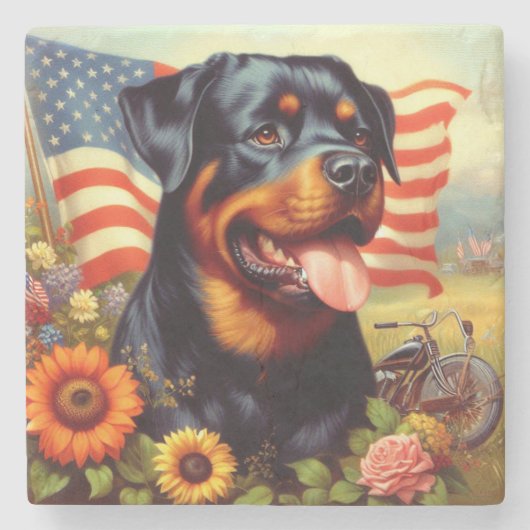 Rottweiler Schilderen Stenen Onderzetter (Voorkant)