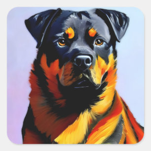 Rottweiler schilderen vierkante sticker