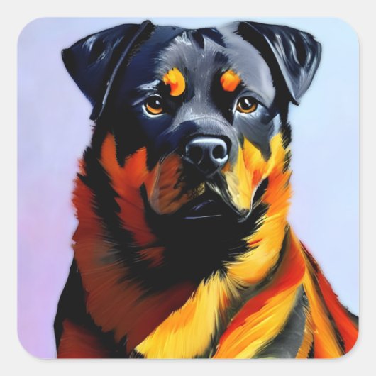 Rottweiler schilderen vierkante sticker (Voorkant)
