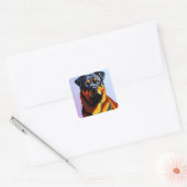 Rottweiler schilderen vierkante sticker (Envelop)