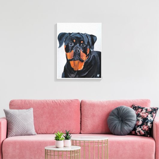 Rottweiler schilderij van Alfred Fox Canvas Afdruk (Insitu (Woonkamer))