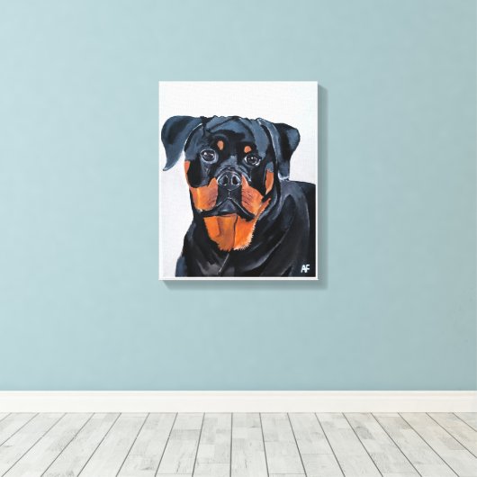 Rottweiler schilderij van Alfred Fox Canvas Afdruk (Insitu (Houten vloer))