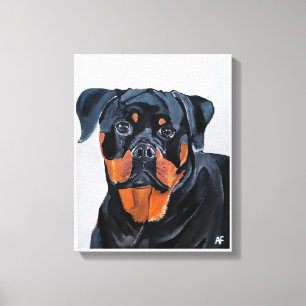Rottweiler schilderij van Alfred Fox Canvas Afdruk