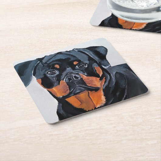 Rottweiler-schilderij van Alfred Fox Kartonnen Onderzetters (Schuin)