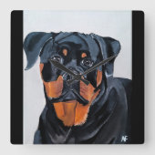 Rottweiler-schilderij van Alfred Fox Vierkante Klok (Voorkant)