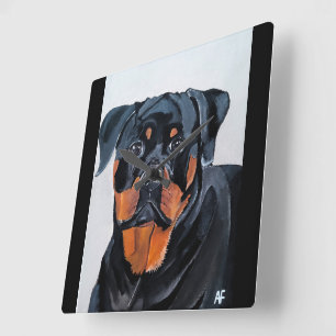Rottweiler-schilderij van Alfred Fox Vierkante Klok