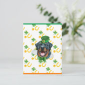 Rottweiler Shamrock St. Patricks Day Feestdagenkaart (Staand voorkant)