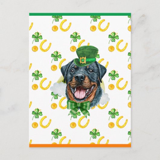 Rottweiler Shamrock St. Patricks Day Feestdagenkaart (Voorkant)