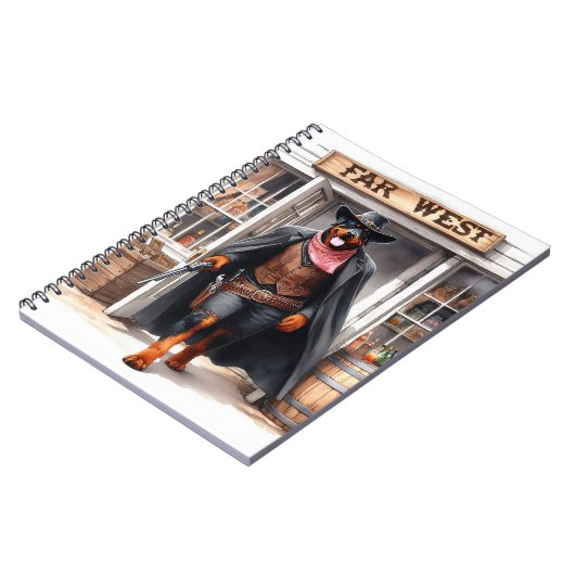 Rottweiler Sheriff in Far West Saloon Waterverf Notitieboek (Linkerzijde)