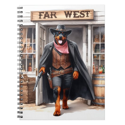 Rottweiler Sheriff in Far West Saloon Waterverf Notitieboek (Voorkant)