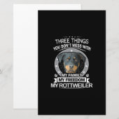 Rottweiler Shirt drie dingen die je mist Briefpapier (Voorkant / Achterkant)