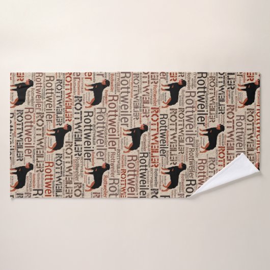 Rottweiler-silhouet en woordkunstpatroon badhanddoek (Badhanddoek)