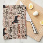 Rottweiler-silhouet en woordkunstpatroon theedoek (Quarter Fold)