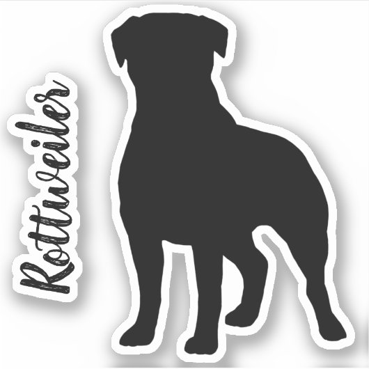 Rottweiler Silhouet Hondenras Vinyl Sticker (Voorkant)