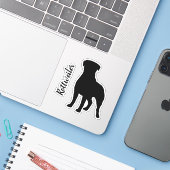 Rottweiler Silhouet Hondenras Vinyl Sticker (Laptop met iPhone)