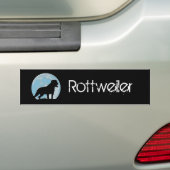 Rottweiler silhouet maan bumpersticker (Op auto)
