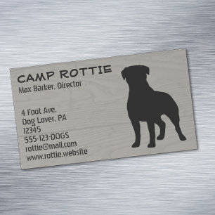 Rottweiler Silhouet Rottie Pet Dog Houtstijl Visitekaartje Magneet