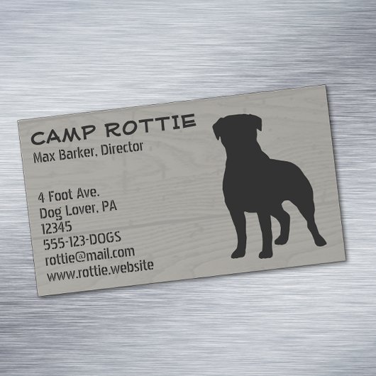 Rottweiler Silhouet | Rottie Pet Dog |Houtstijl Visitekaartje Magneet