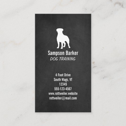 Rottweiler Silhouette | Chalkboardstijl | Rottie Visitekaartje (Voorkant)