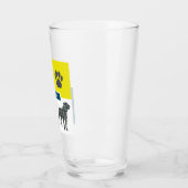 Rottweiler Silhouette Dog & Paw Yellow & Blue Grid Glas (Links)