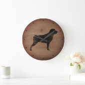 Rottweiler Silhouette Rustic Grote Klok (Huis)