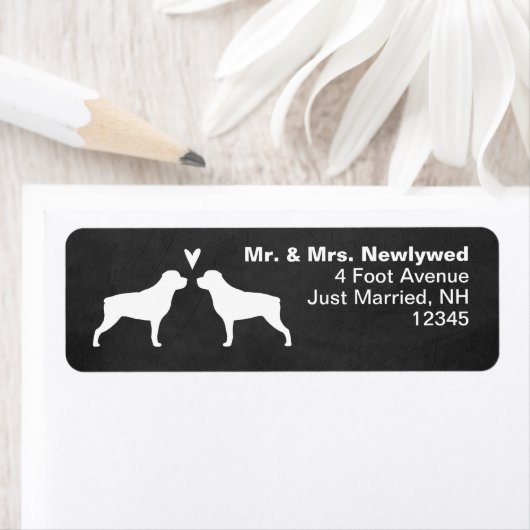 Rottweiler Silhouetten Liefde Retouradres Labels (Insitu)