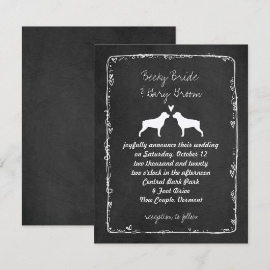 Rottweiler Silhouettes Huwelijksaankondiging Kaart (Voorkant / Achterkant)