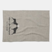 Rottweiler Silhouettes met hart en tekst Theedoek (Horizontaal)