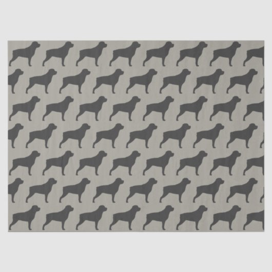Rottweiler Silhouettes Patroon Grijs Tissuepapier (Voorkant)