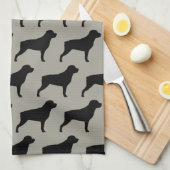 Rottweiler Silhouettes Pattern Grey Theedoek (Quarter Fold)