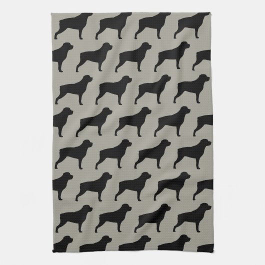 Rottweiler Silhouettes Pattern Grey Theedoek (Verticaal)