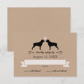 Rottweiler Silhouettes Wedding Reply RSVP (Voorkant / Achterkant)